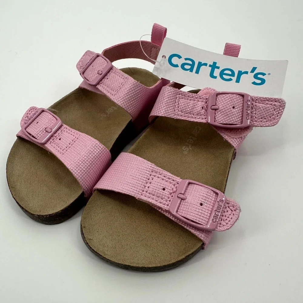 Carter's Duncan Sandals Kids Girl's Size 7 Pink Metallic Buckle Straps CS24K13B